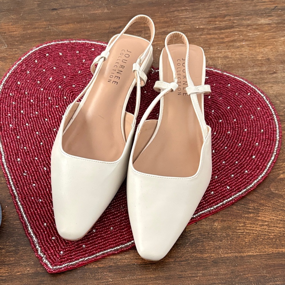 Journee Collection Women's White Slingback Flats Bridal flats.